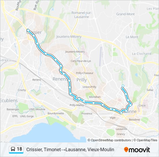 18 Bus Line Map