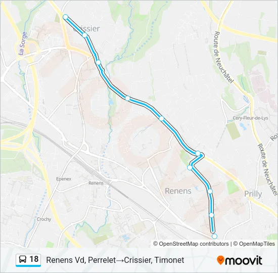 18 Bus Line Map