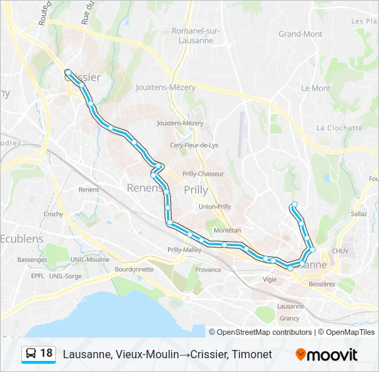 18 Bus Line Map