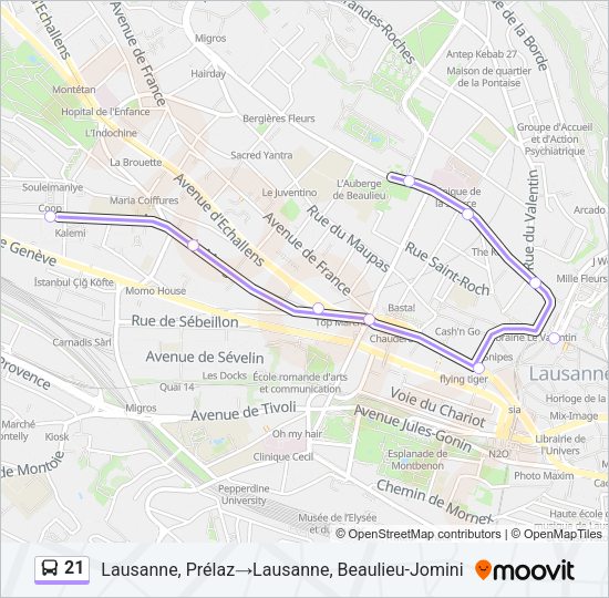 21 Bus Line Map