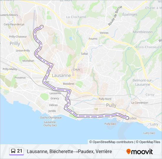 21 Bus Line Map