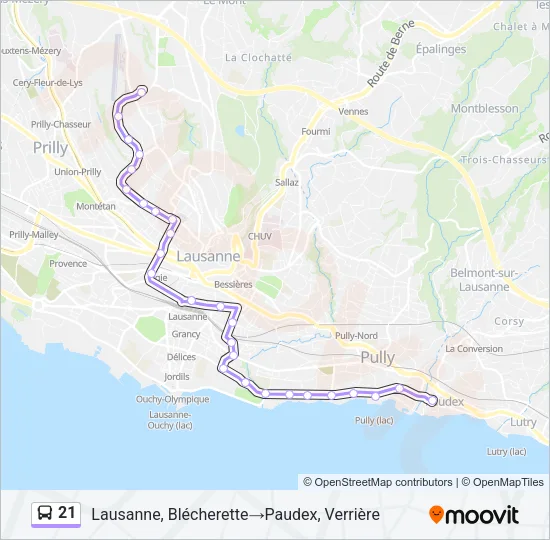 21 Bus Line Map