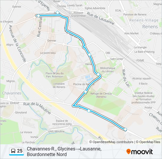 25 Bus Line Map