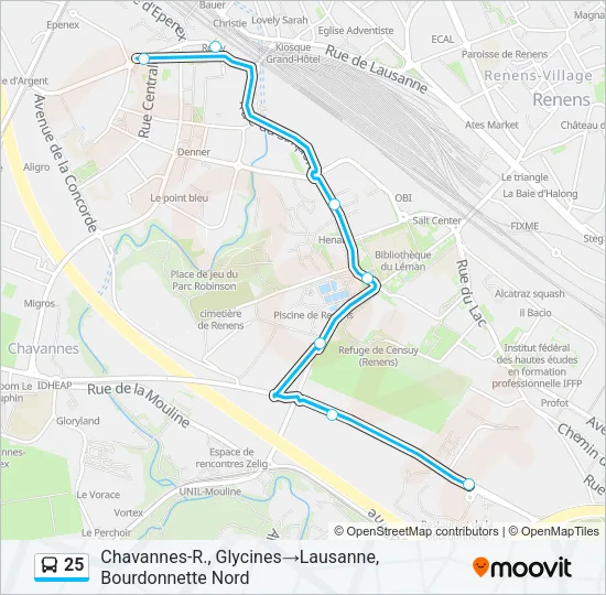 25 Bus Line Map