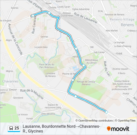 25 Bus Line Map