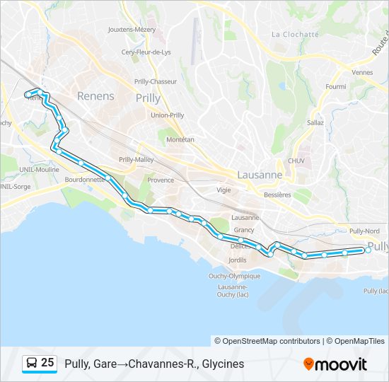 25 Bus Line Map