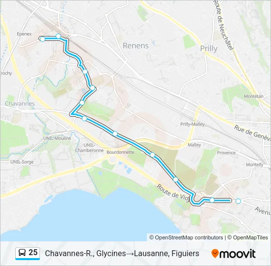25 Bus Line Map