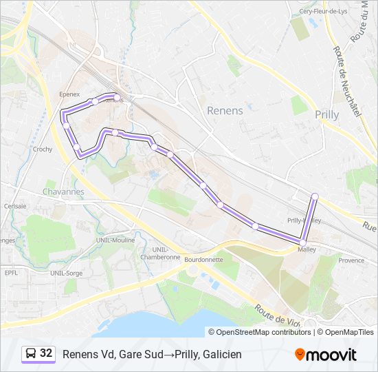 Plan de la ligne 32 de bus