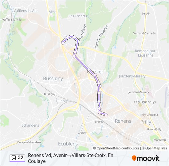 Plan de la ligne 32 de bus