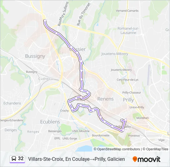 Plan de la ligne 32 de bus