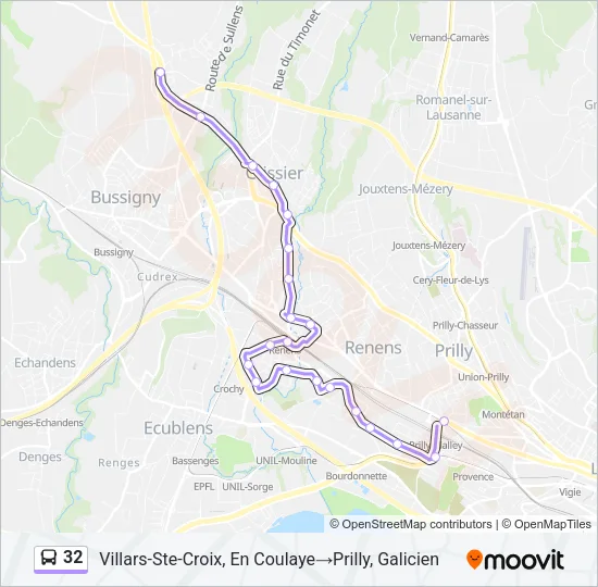Plan de la ligne 32 de bus