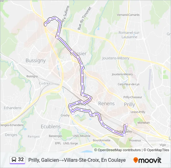 Plan de la ligne 32 de bus