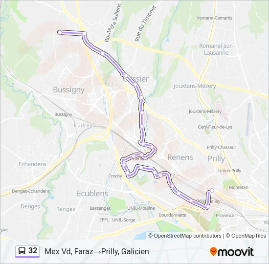 Plan de la ligne 32 de bus