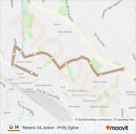 38 Bus Line Map
