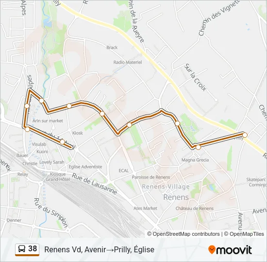 38 Bus Line Map