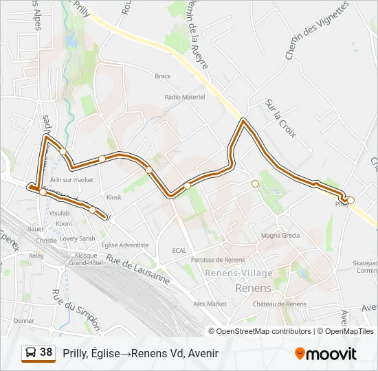 38 Bus Line Map