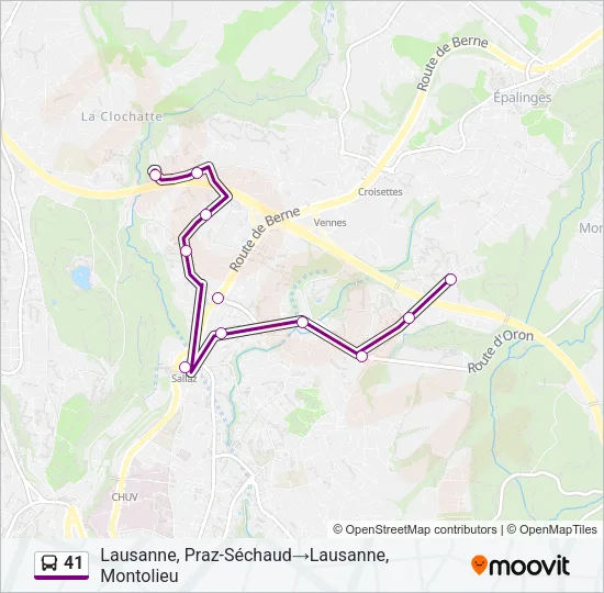 Plan de la ligne 41 de bus
