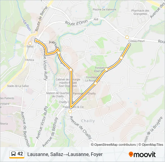 Plan de la ligne 42 de bus