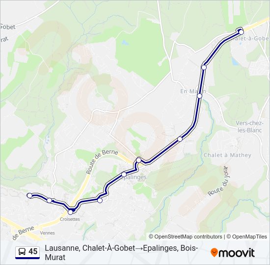 45 Bus Line Map
