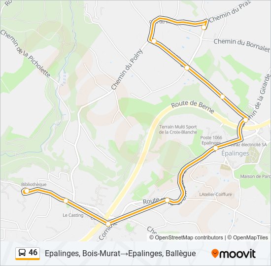 Plan de la ligne 46 de bus