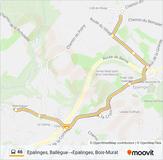 Plan de la ligne 46 de bus