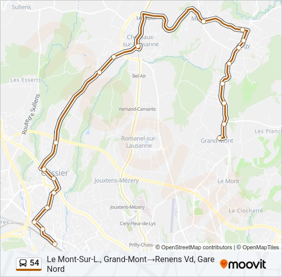 54 Bus Line Map