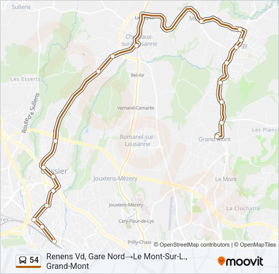 54 Bus Line Map