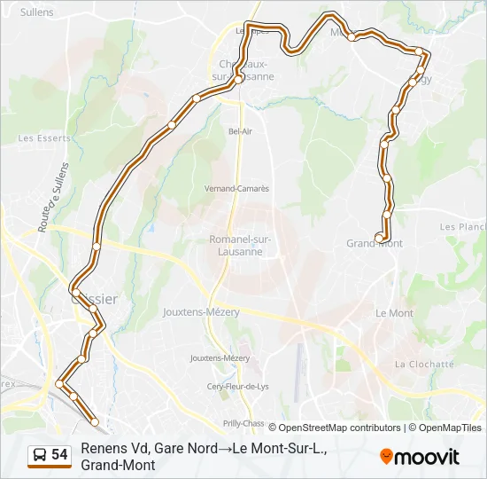 54 Bus Line Map