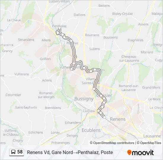 58 Bus Line Map
