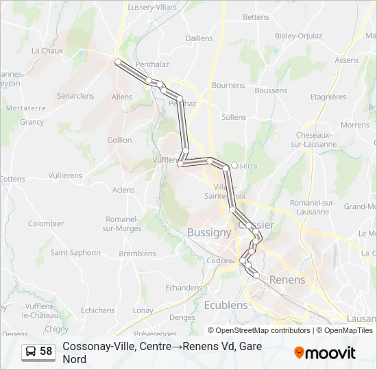 58 Bus Line Map