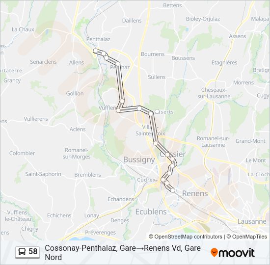 58 Bus Line Map