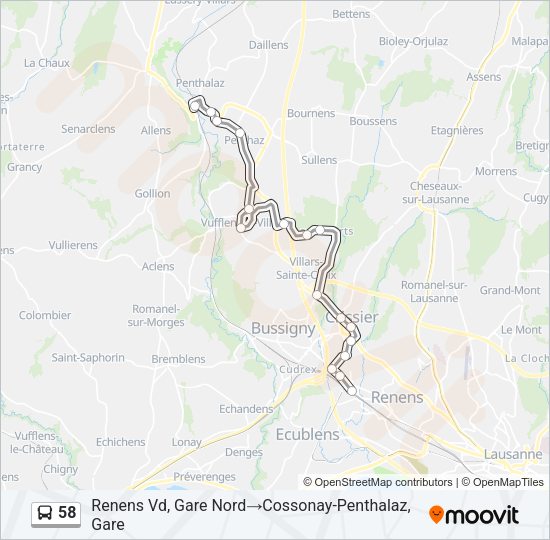 58 Bus Line Map