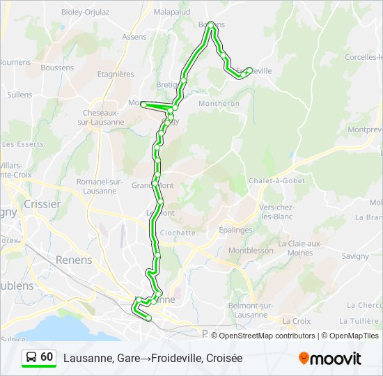 Plan de la ligne 60 de bus