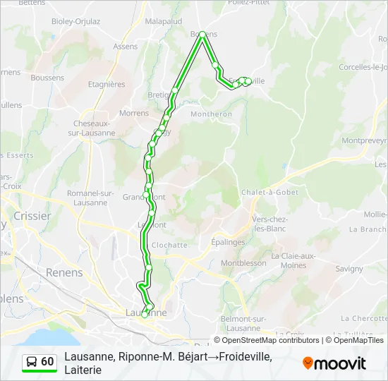 Plan de la ligne 60 de bus