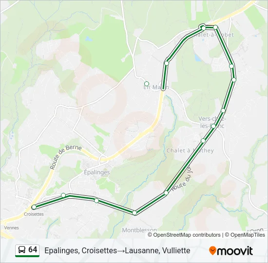 Plan de la ligne 64 de bus