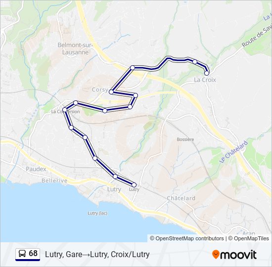 Plan de la ligne 68 de bus