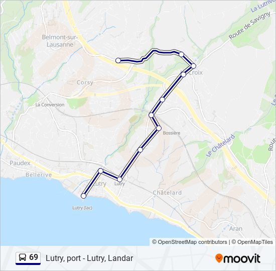 Plan de la ligne 69 de bus