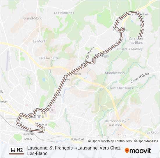 N2 Bus Line Map