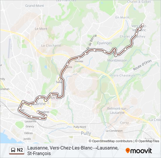 N2 Bus Line Map