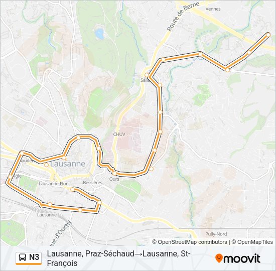 N3 Bus Line Map