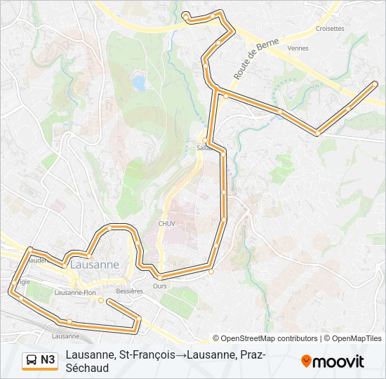 N3 Bus Line Map