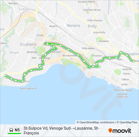 N5 Bus Line Map