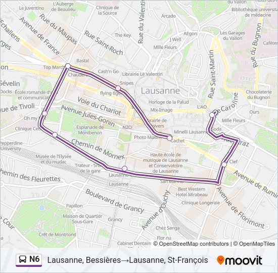 N6 Bus Line Map