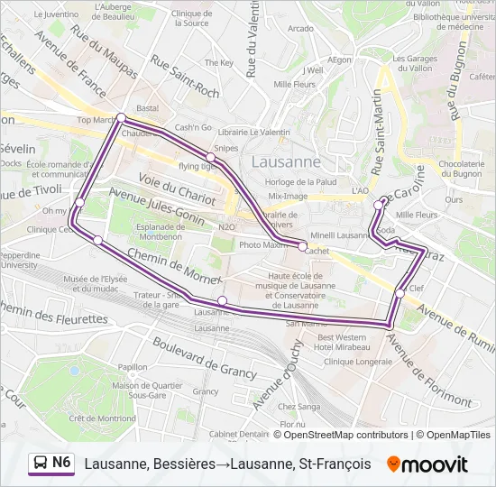N6 Bus Line Map