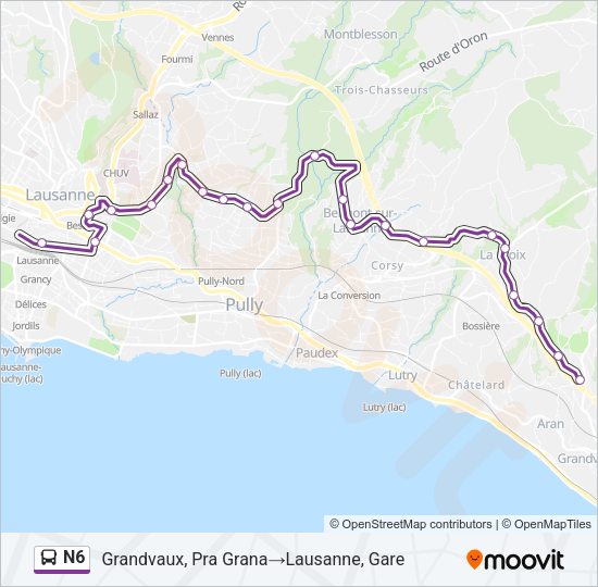 N6 Bus Line Map