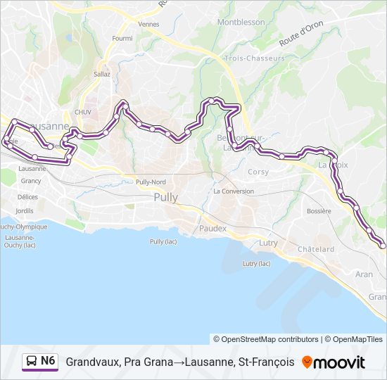 N6 Bus Line Map