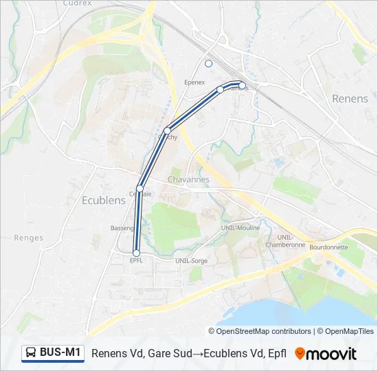 Plan de la ligne BUS-M1 de bus