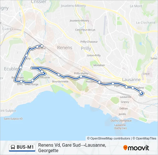 Plan de la ligne BUS-M1 de bus
