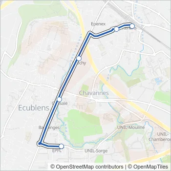 Plan de la ligne BUS-M1 de bus