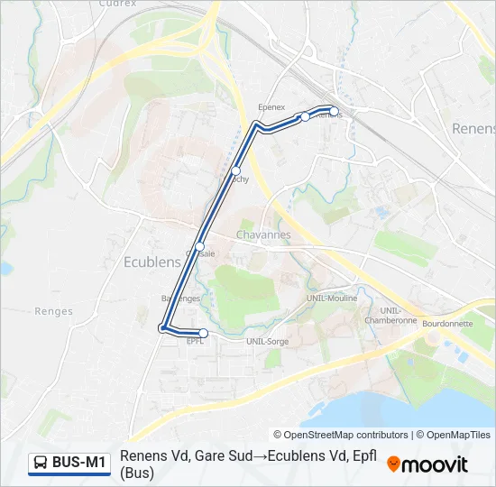 Plan de la ligne BUS-M1 de bus